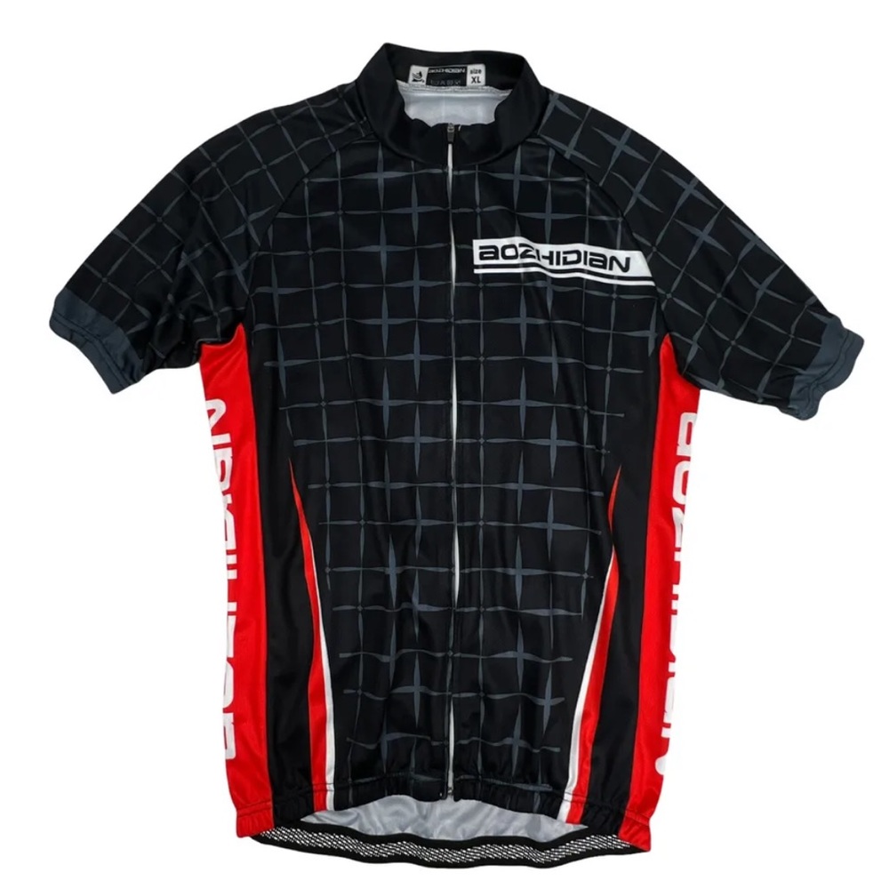 Aozhidian Cycling Shirt Mens XL Black Jersey Bike Pockets Short Sleeve Full Zip